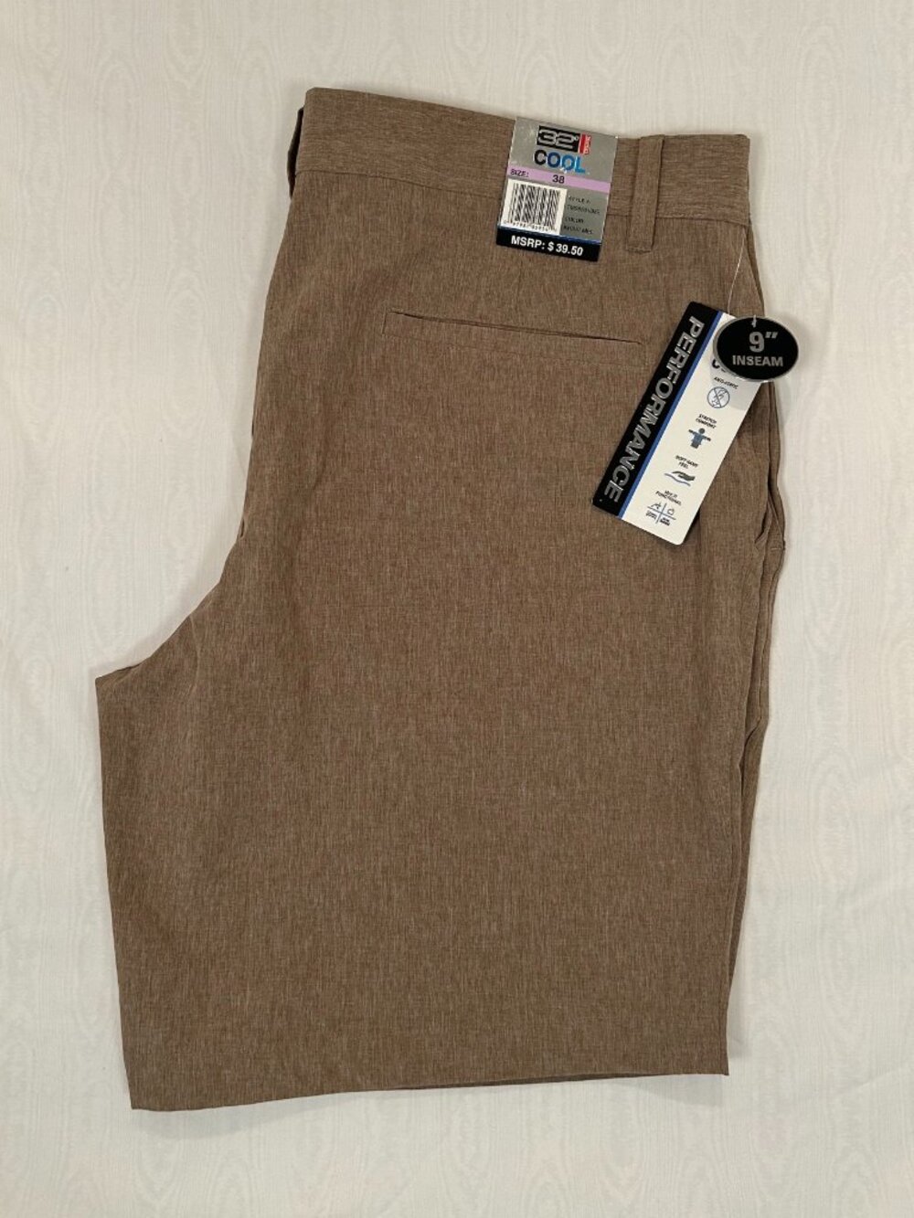 32 Degrees Cool Stretch Performance Golf Shorts Khaki Men’s 38